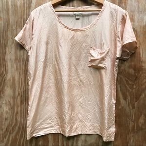 J. CREW 100% silk blush pocket t-shirt blouse